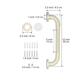 12 Inch Anti Slip Shower Grab Bar Handle Beige White, ZUEXT Stainless Steel Bathroom Grab Bar, Knurled Bathroom Balance Bar, Safety Hand Rail Support,Handicap Elderly Injury Senior Assist Bath Handle