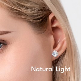 KRKC Moissanite Earrings, Lab Grown Diamond Stud Earrings for Women, 14K White Gold Plated Sterling Silver, Lily Bloom Design, 2 Carat D Color VVS1, Hypoallergenic, Gift for Wife, Mom, Her