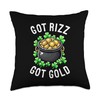Got Rizz Got Gold Shamrock St. Patrick's Day Throw Pillow