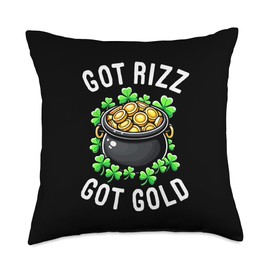 Got Rizz Got Gold Shamrock St. Patrick's Day Throw Pillow