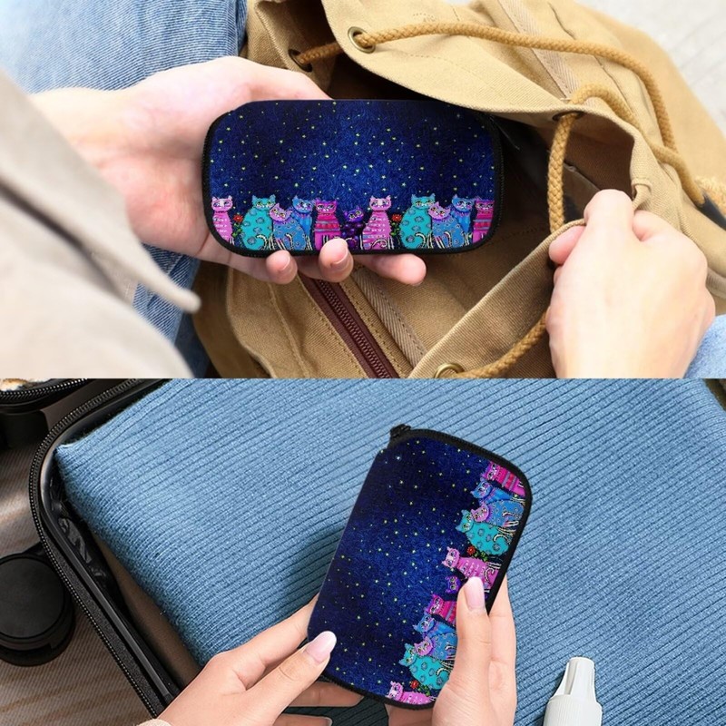 Xoenoiee Cute Cats Starry Night Print USB Pouch, 10 Slot