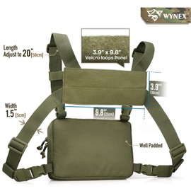 WYNEX Laser Cut Design Tactical Chest Bag, Molle Chest Bag, Utility Recon Kit Bag, Tactical Combat Chest Pack, Airsoft Front Chest Pocket with Patch, Army Green