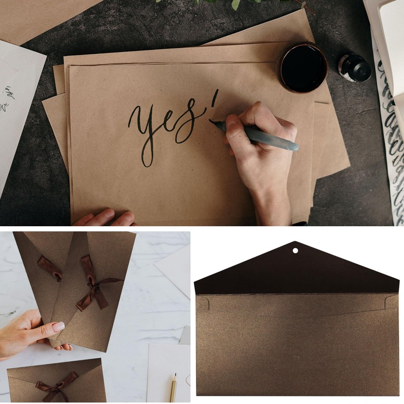 4 Pack Kraft Paper Envelopes with Ribbons, 22 * 10.9