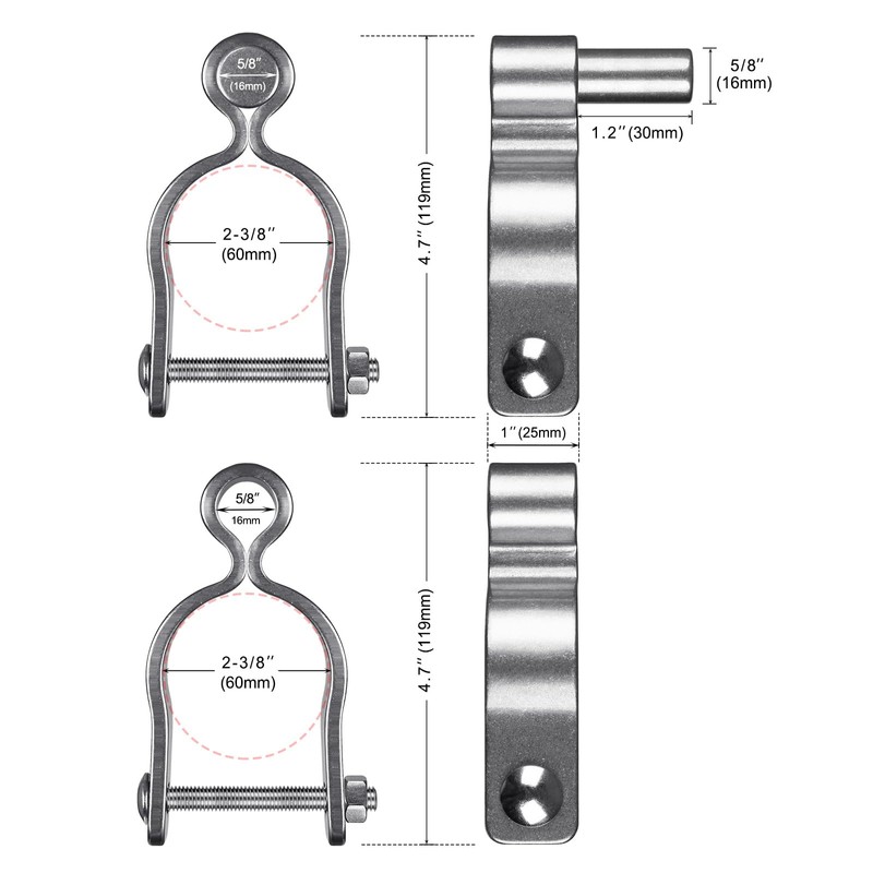 Insaga 2 Pack 2-3/8'' Chain Link Fence Gate Post Hinge,