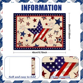 Memorial Day Placemat Disposable 50Pcs Patriotic Freedom Stars Place Mats 4th of July Veterans Paper Table Placemats Independence Day Holiday for Indoor Outdoor Party Dining (Star Fireworks)