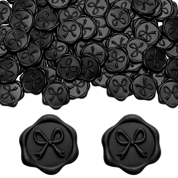 MotiMind 100 Pcs Bow Wax Seal Stickers Wedding Invitation Envelope