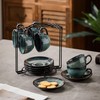 Leijosya 6 sets of 4OZ green coffee cup saucer sets,