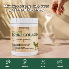 Hydrolyzed Bovine Collagen Powder Type I & III – Supports Healthy Hair, Skin, Nails, Joints & Bones – Unflavored Protein Supplement