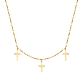 Happiness Boutique Women's Cross Necklace in Gold Colour Filigree Necklace with Cross Pendants Stainless Steel Jewellery, Gold Stainless Steel
