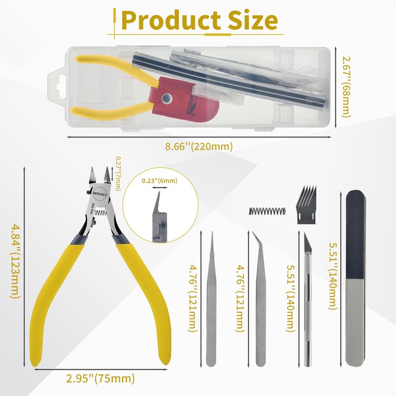 BOOSDEN Plastic Model Tool Set of 11 Piece, Thin Blade,