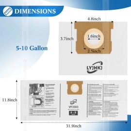 5 Pack VF3503 Repalcement Shop Vac Filter Bags Compatible with Ridgid 6-9 Gallon Wet/Dry VacsColor: White