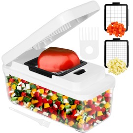 Vihoom Vegetable Cutter, Onion Cutter, Vegetable Chopper for Quick and Even Dice, Vegetable Slicer with 2 Interchangeable Blades for Carrot, Potato, Cucumber