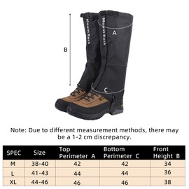 NICENEEDED Leg Gaiters for Trimmer Brushes, Black, 1 Pair Leg Gaiters, Size XL, Adjustable Boot Covers, Leggings, Gaiters for Outdoor Use