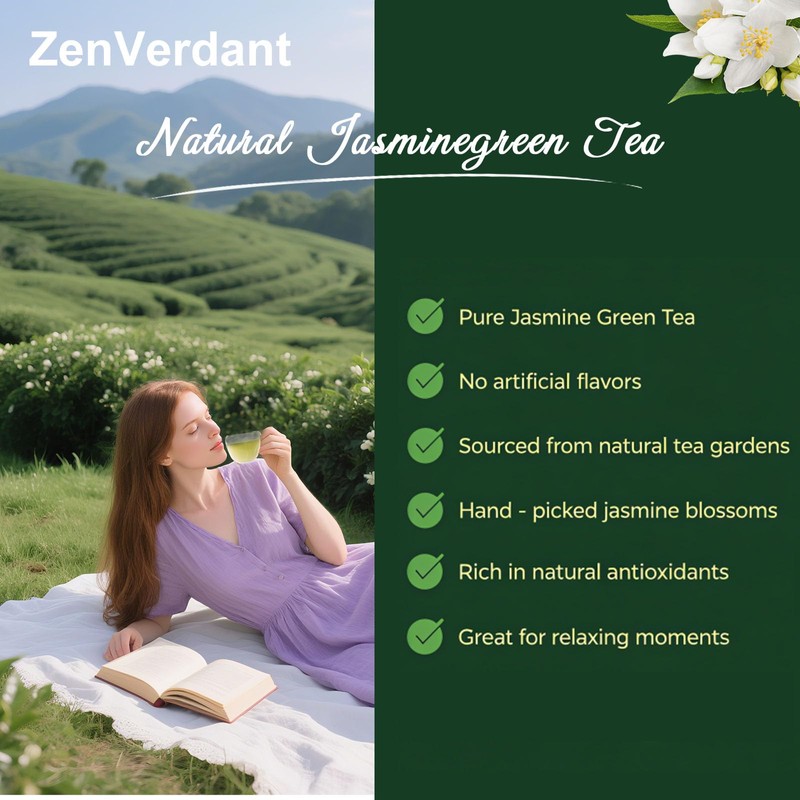 ZenVerdant Premium Jasmine Green Tea Loose Leaf, 12oz | 7x
