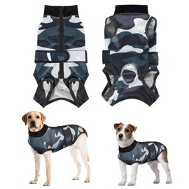 Eyein Dog Bodysuit After Op, Breathable, Soft Onesie for Dogs with Zip and Belt to Protect Wounds, E-Collar Alternative for Pets (Camouflage, XS)