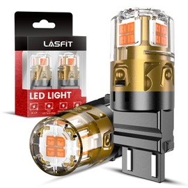 LASFIT 3157 LED Turn Signal Bulbs, Upgraded Super Bright Amber Yellow 3156 3057 4157 4057 LED, Replacement Bulbs with Projector for Rear Blinker Side Marker Lights, 2pcs