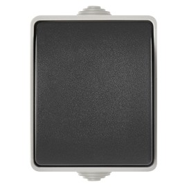 EMOS Waterproof Cross Switch with Rocker Switch Grey Black Colour 250V~/10AX Plastic Surface Mounted Wall Mounted IP54 Outdoor