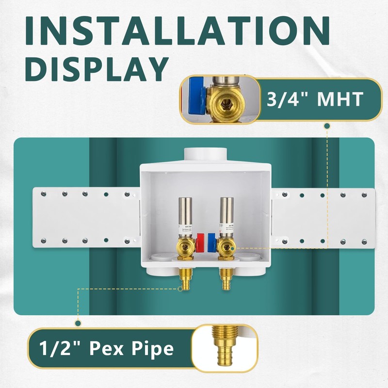 1-Pack Niikappu Pex Washer Box, 1/2" PEX Inlet x 3/4"