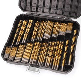 COMOWARE COMOWARE 230 Pcs Drill Bit Set for Wood & Metal - Titanium Wood Drill Bits, High Speed Steel Drill Bit Kit Titanium Coated for Wood, Metal, Plastic, Aluminum Alloy with Storage Case, 3/64"-1/2"