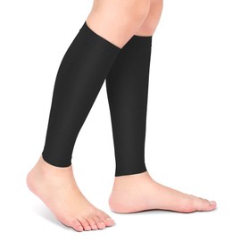 Compression Calf Cuffs, Leg Cuffs and Shin Splints, Support, Leg Support, Shin Splint, Support for Women, Men, Footless Compression Socks for Running (XXL-Black)
