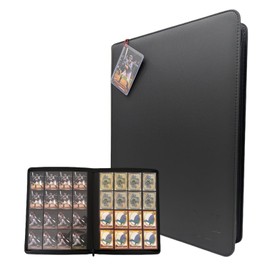 1000+ Pockets Trading Card Binder,16 Pockets Card Ablum, Compatible with Soccer,Baseball,Basketball and Game Card collections,Premium Sports Card Binder and Game Card Binder (Black)