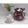 Pretty Sweet Peas on Black 6 Cup Reversible Tea Pot