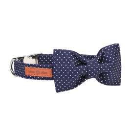 Lionet Paws Cotton Dog Collar with Bowtie, Durable Adjustable and Comfortable Collar for Small Dogs Puppies and Cats, Neck 25-40cm