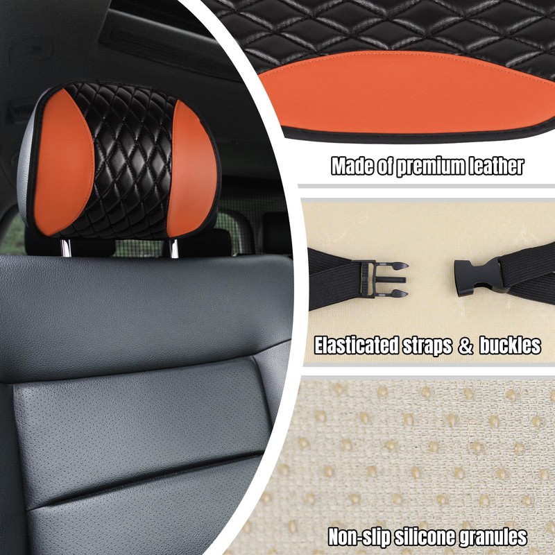 Hovom 2PCS Car Headrest Cover, Soft Breathable Leather Cars Front