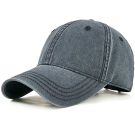 Oversized XL XXL 100% Cotton Basebal Cap Large Dad Washed Sport Cap Unconstructed Low Profilel Hat for Big Head(23.5"-25.5"), Black Gray, XX-Large