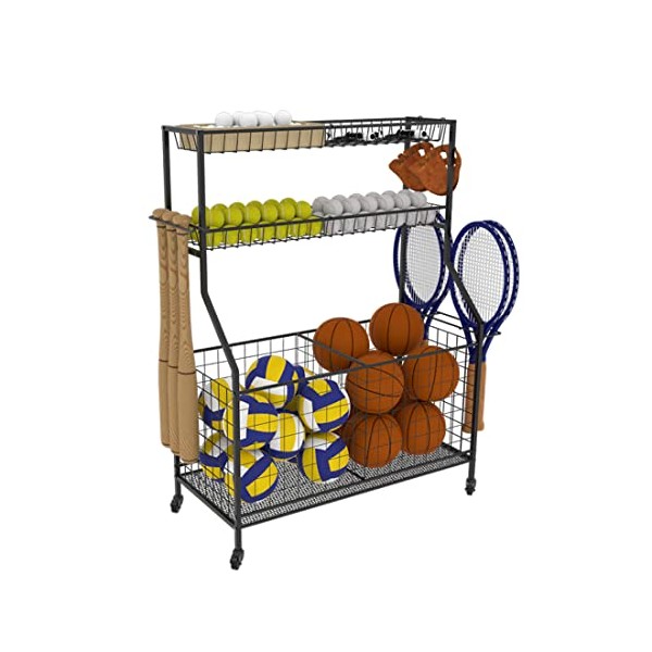 Lhysn Garage Sports Equipment Organizer Ball Storage Rack Black Garage
