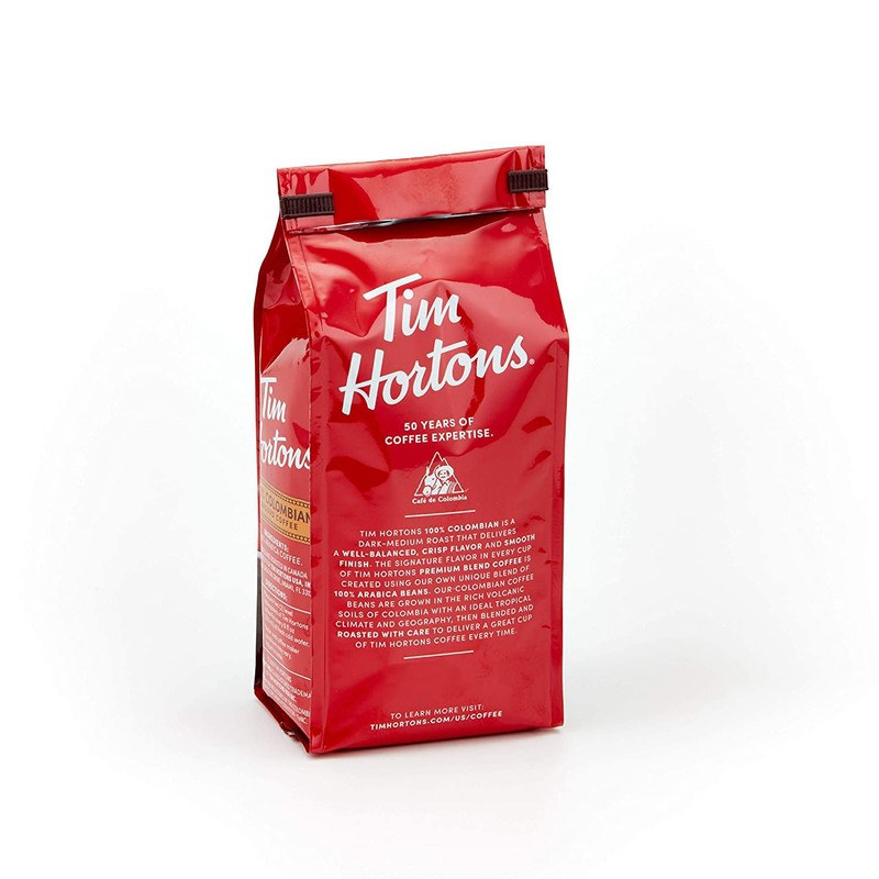 Tim Hortons Colombian, Medium-Dark Roast Ground Coffee, Perfectly Balanced, Always