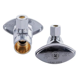 Midline Valve 71212QS-OM-5 Water Supply Stop Valve with Multi-Turn Wheel; Angle Shut-off for Toilet, Sink, Dishwasher, Heater; 1/2'' SWT x 3/8'' Compression; Chrome Plated Brass (5 PK)