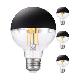 TORCHSTAR Dimmable Half Chrome Light Bulb, 7W (75W Eqv.), Anti Glare LED Light Bulbs, UL Listed, E26 Black Dipped Bulb, G25 Globe Light Bulbs for Bathroom, Vanity, Mirror, 3000K Warm White, Pack of 3