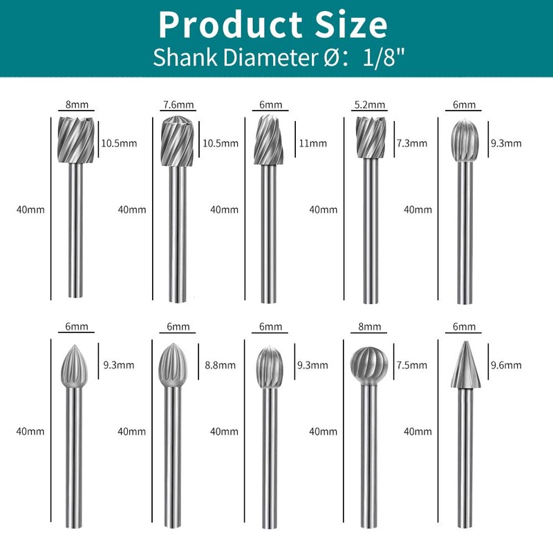 YURINWOO 20PCS HSS Rotary Burr Set, Carving Bits & Engraving