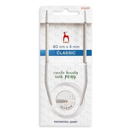 4mm Circular Knitting Needles Pony Classic Fixed Cables- 40cm, 60cm, 80cm, 100cm (80cm)