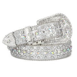 SUOSDEY Rhinestone Belt Men Women for Jeans Dress Western Cowgirl Cowboy Studded Glitter Sequin Strap Belt