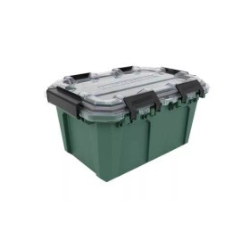 Masterforce 5 Gallon Gasket Storage Tote Green Clear Lid Industrial Heavy Duty Tool Bin