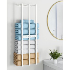 Towel Holders for Bathroom Wall Mounted, Bethom Towel Storage for Small Bathroom, Wall Towel Rack for Rolled Towels Bath Washcloths, White