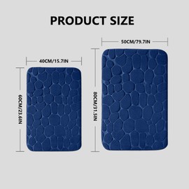 AMFUN Memory Foam Bathroom Bath Mat, Memory Foam Bath Mat, Washable Bath Mat, 40 x 60 cm, Absorbent Bath Mat, Machine Washable (Navy Blue)