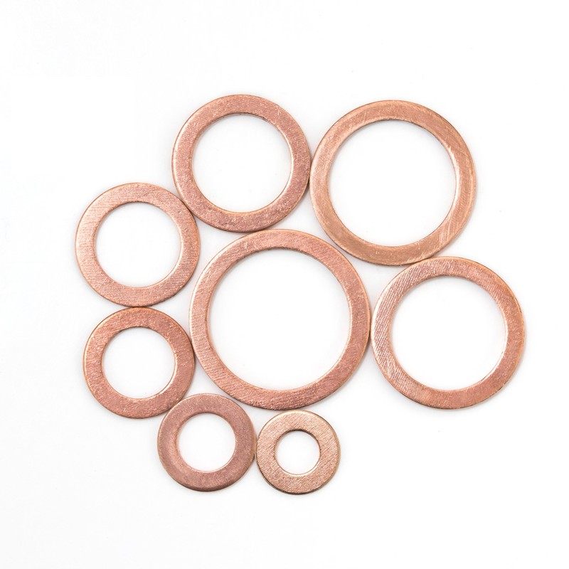 Sutemribor 150PCS 8 Sizes Copper Metric Sealing Washers Flat Washers