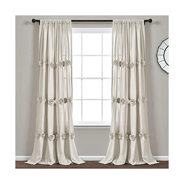 Lush Decor, Neutral Darla Window Curtain Single Panel, 84" x