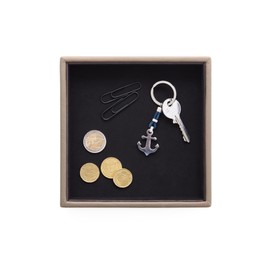 eglooh - Atena - Pocket Empty Made of Genuine Leather Taupe Grey - Desk Organiser with Modern Design - Storage Compartment for Keys, Coins, Jewellery - cm 16.5 x 16.5 - Made in Italy