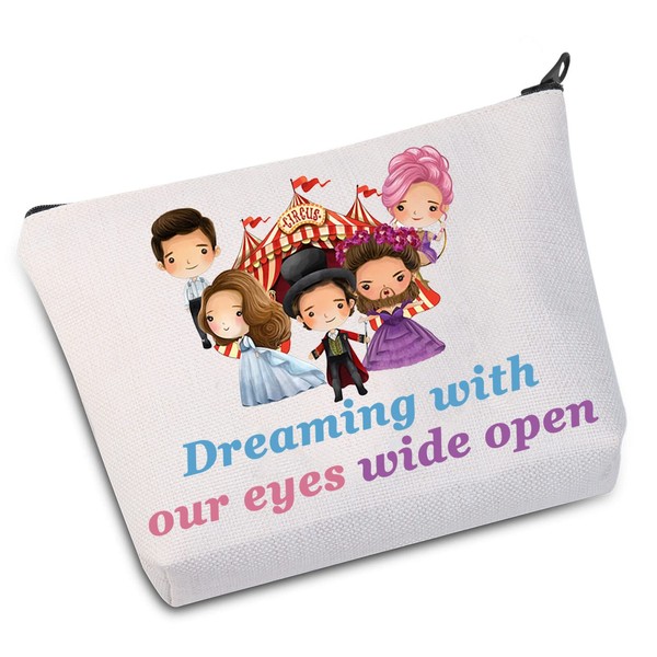 WZMPA P.T Barnum Broadway Music Cosmetic Bag Theatre Fans Gift Dream with Our Eyes Wide Open Zipper, Dreaming With Our Eyes