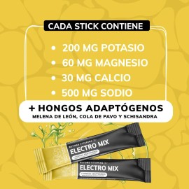Electrolitos Con Hongos Adaptogenos en Polvo - Nootropico - Energetizante - Hidratacin Baja En Caloras, Apto Dieta Keto  Rehidratacin - 20 Sticks...  