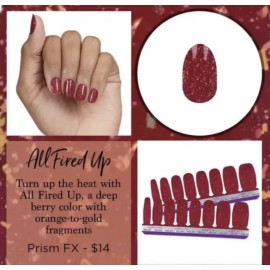 Color Street ALL FIRED UP Nail Polish Strips Red Glitter Prism FX