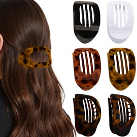 AWAVM 6PCS Leopard Claw Clips for Women, Curved Matte Hairpins for Driving, Sleeping, Strong Hold Flat Hair Clips for Thick, Thin Hair, Eco-Friendly Travel Headwear