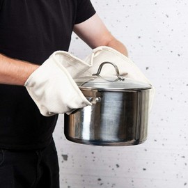 100% Cotton Oven Glove Double Sided Plain Home Kitchen Restaurant Catering Pot Holder Heat Resistant Mitt 3 Sizes by Molly Malou® (76 x 17 cm)