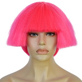 IMEYLE Yaki Wig Pink Bowl Cut Wig Women Fluffy Straight Mushroom Wigs