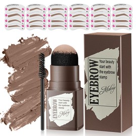 Eyebrow Stamp Stencil Kit - 24PCS Eyebrow Stencils for Perfect Brow, Eyebrow Stamp Long-lasting Waterproof & Smudge-Proof, Eyebrow Kit with Eyebrow Brush for Thin & Thick Brow (Medium Brown)