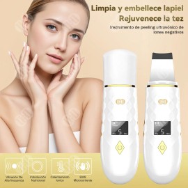 Espátula Ultrasónica Facial Con Lcd, Ciicii® 600mah Limpiador Ultrasónico Con 4 Modos (limpiar / Iones Positivos Y Negativos / Ems) Para La Eliminación De Puntos Negros Y Limpieza De La Piel